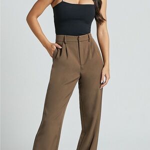 Brown Trouser’s from ShowPo LORCAN PANTS - HIGH WAISTED TAILORED PANTS